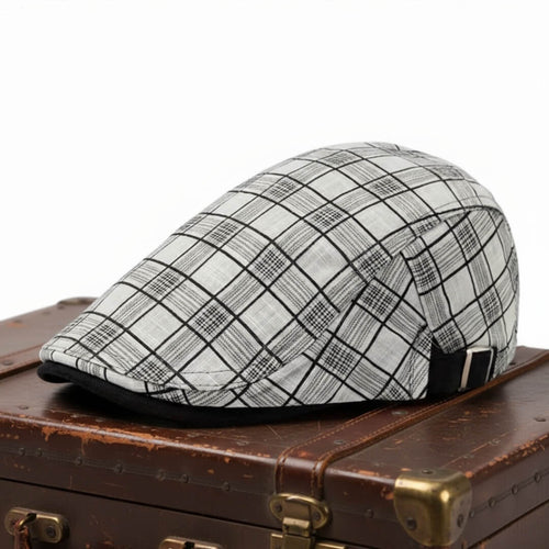 Linen-Cotton Plaid Flat Cap | WELLINGTON