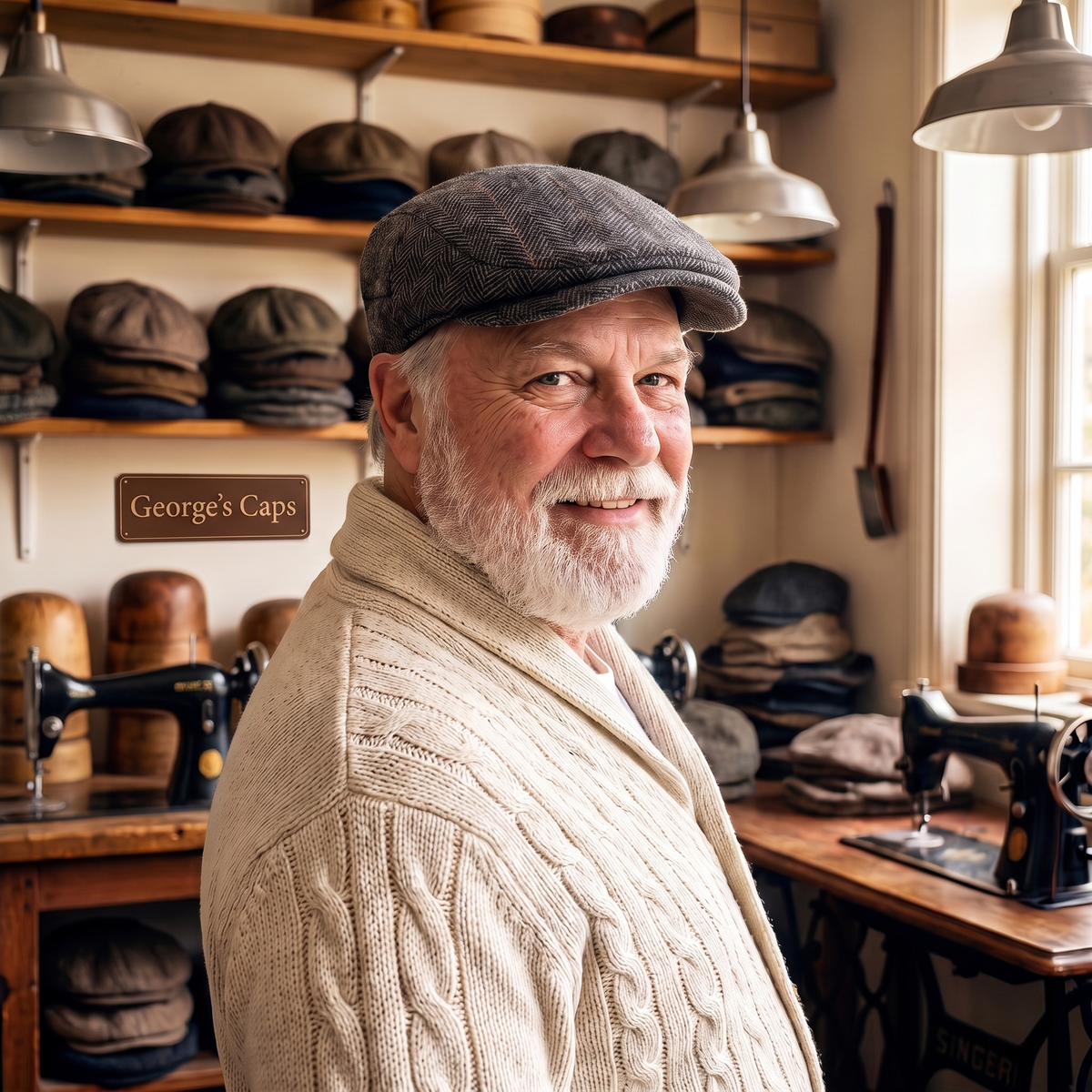 AI model wearing the Brussels Gray cap outdoors