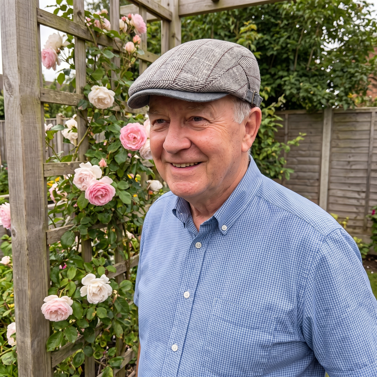 AI model wearing the Lawton Light Gray cap outdoors