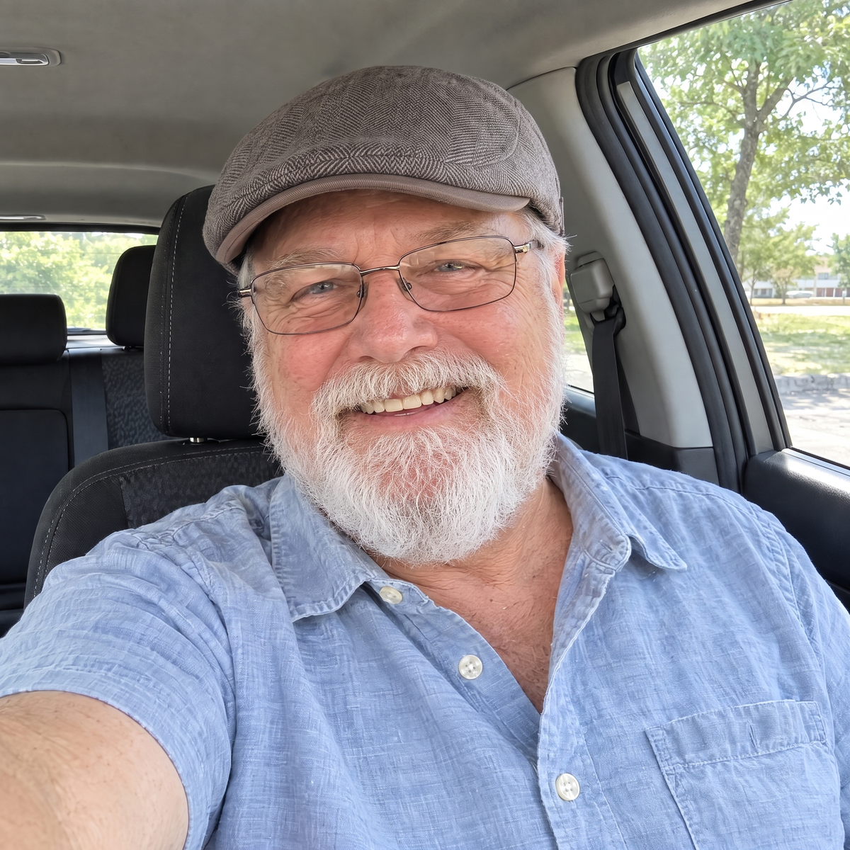 Scottsdale Brown cap — AI lifestyle model · Car selfie · retained person 1