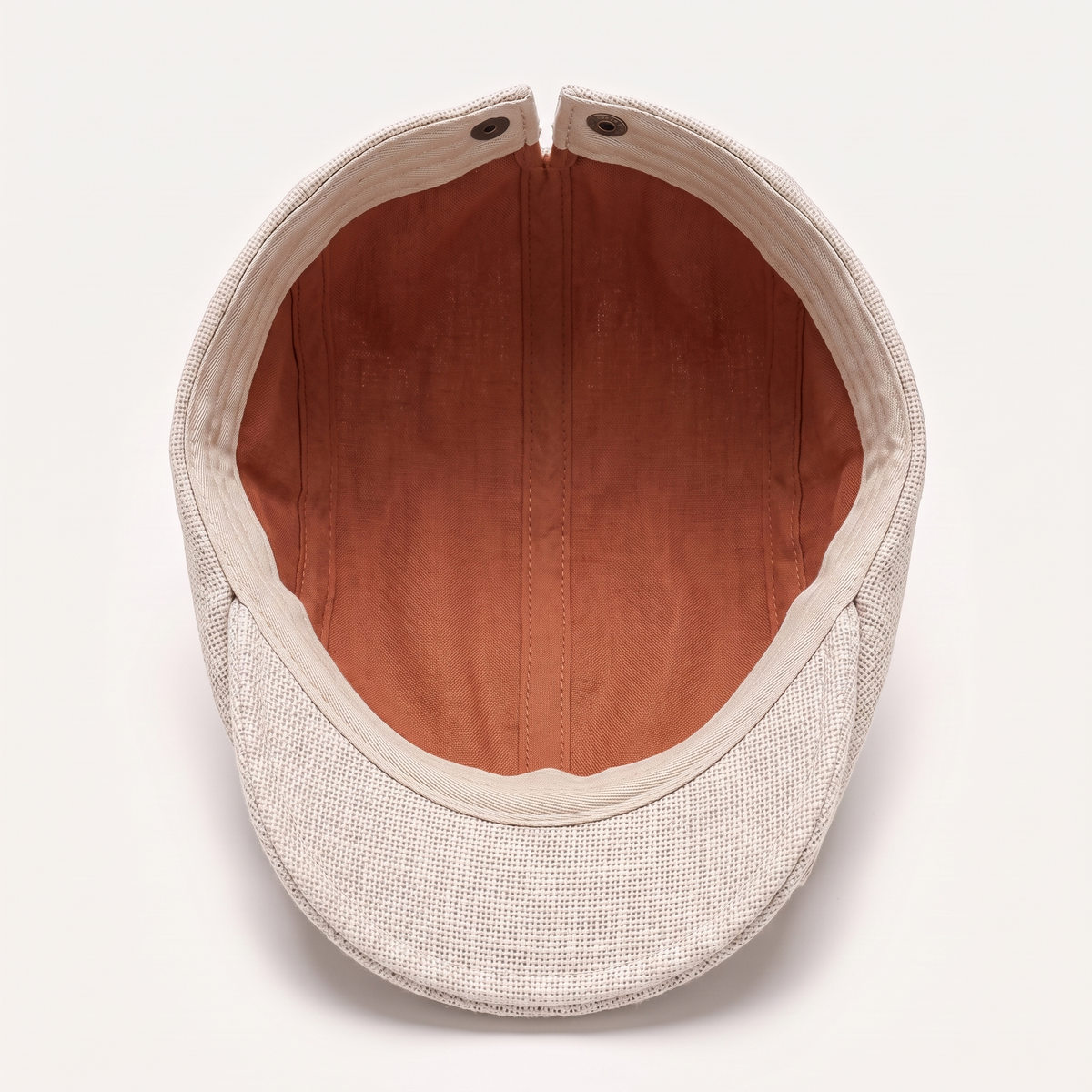 Sheridan Beige cap — Inside · dark orange lining